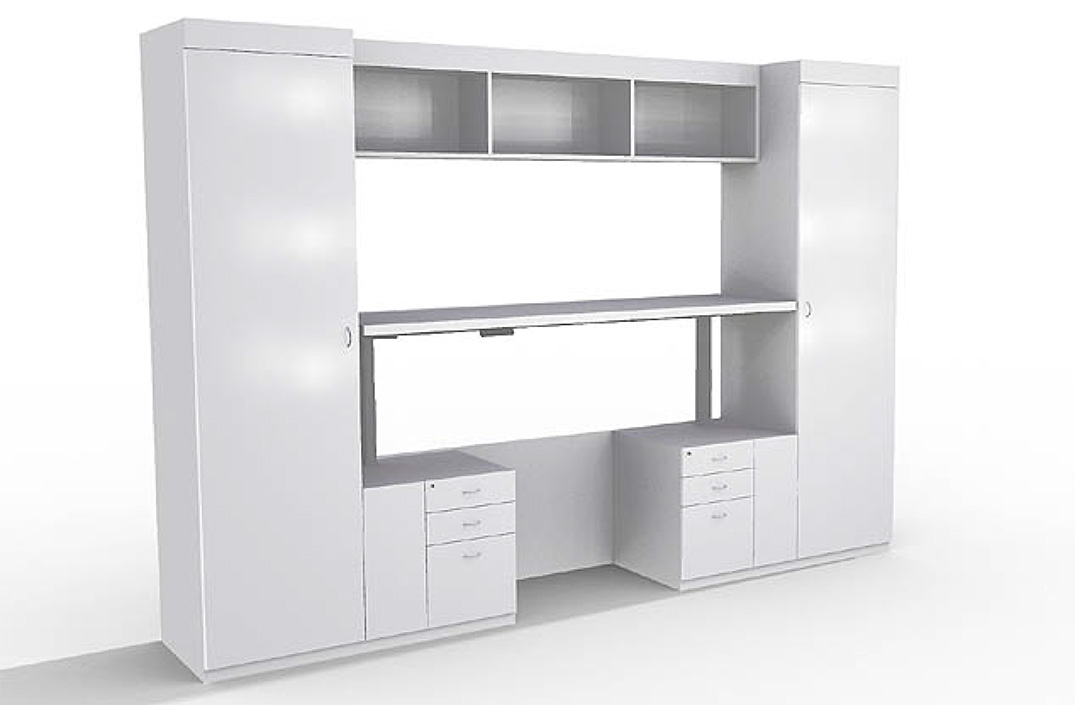 Konnect height adjustable desk and wall unit