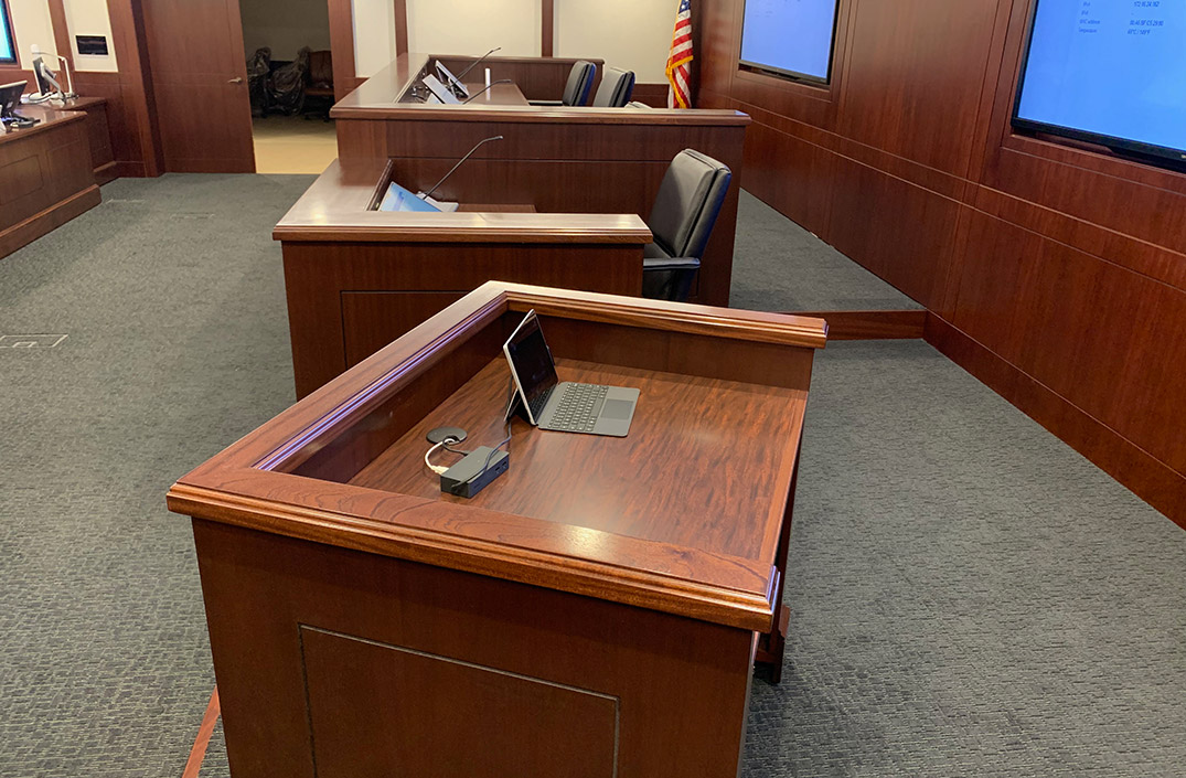 Traditional law firm courtroom