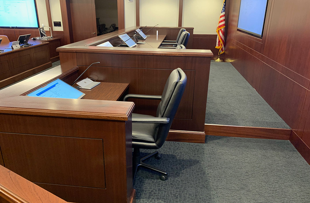 Traditional law firm courtroom
