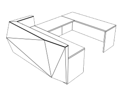 Kirigami Configuration 2 - Desk with Bridge and Credenza
