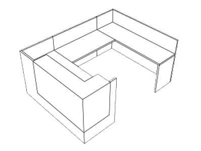 Korner Configuration 2 - Desk with Bridge and Credenza